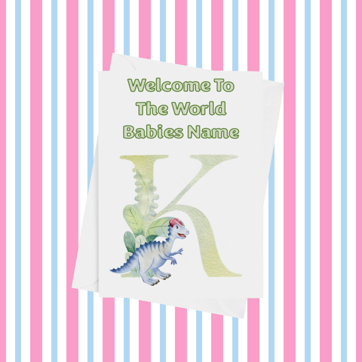 Welcome To The World Dinosaur Personalised Card for New Baby in Gold
