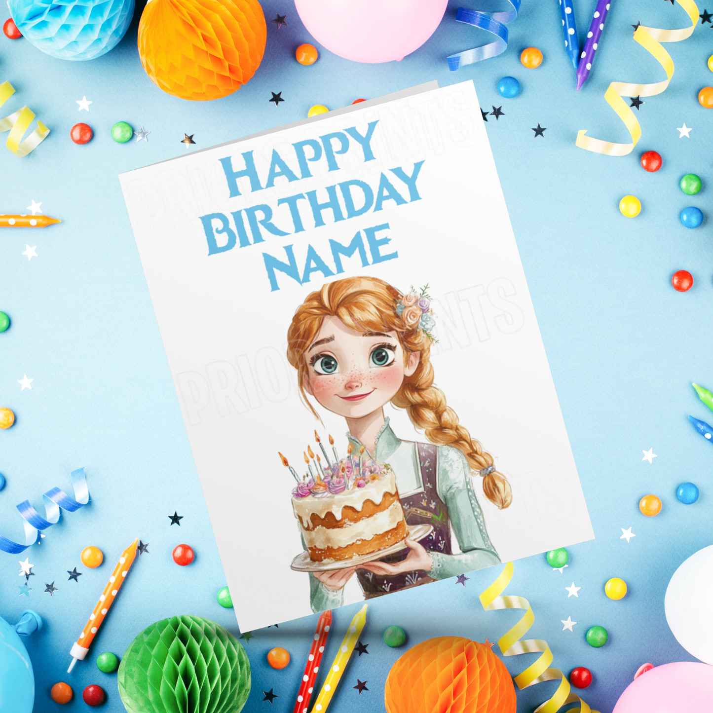 Personalised Watercolour Frozen Birthday Card I Princess I Elsa I Anna I Olaf
