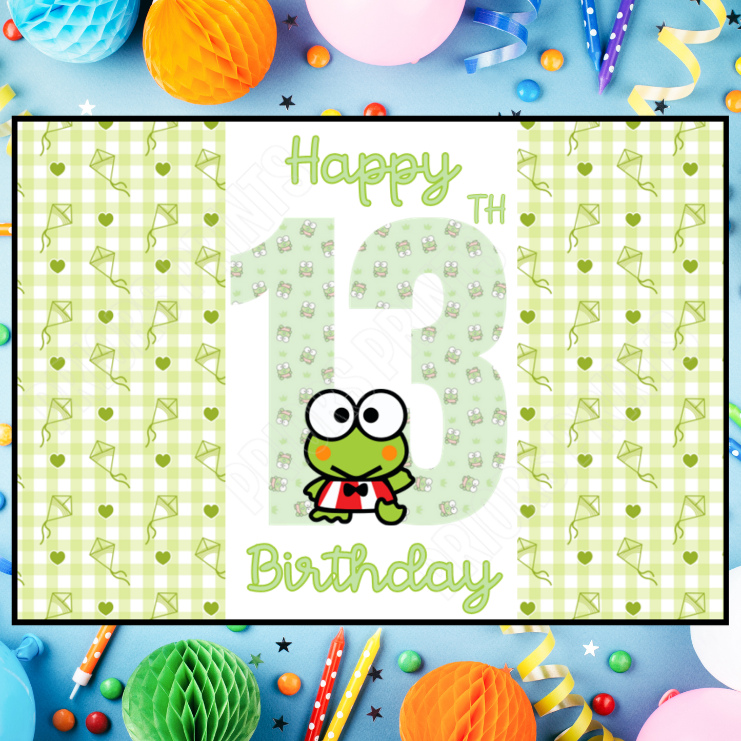 Keroppi Birthday Chocolate Bar Wrapper with Age 5-20 Years (Matches Cards)