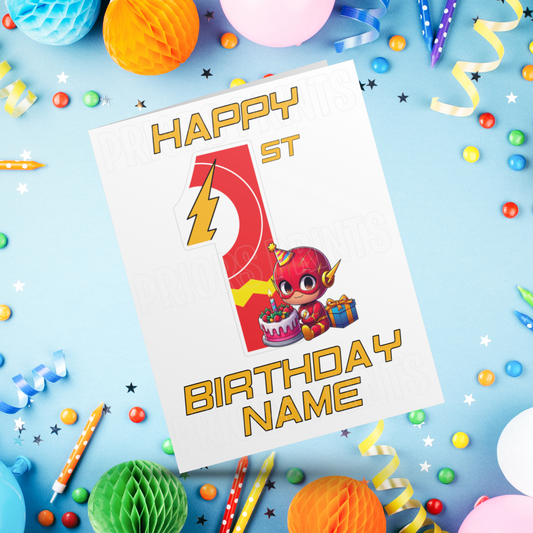 Personalised The Flash Birthday Card with Age 1-20 Years (Marvel)