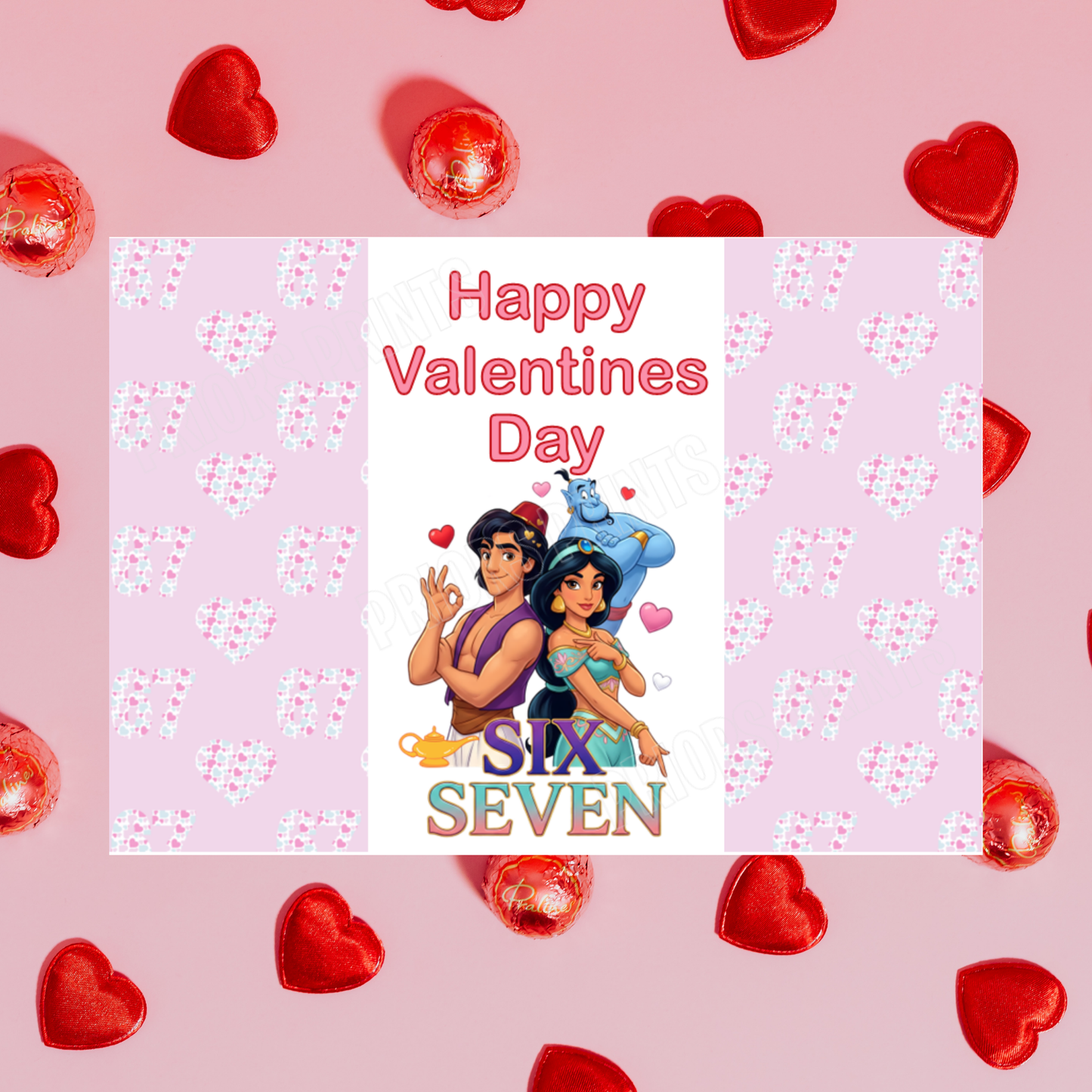 Six Seven Character Valentines Day Chocolate Bar Wrapper I Stitch I Angel I Mickey I Minnie I Spiderman I Elsa I Aladdin I Daisy I Beauty & The Beast I 67 I Sixseven