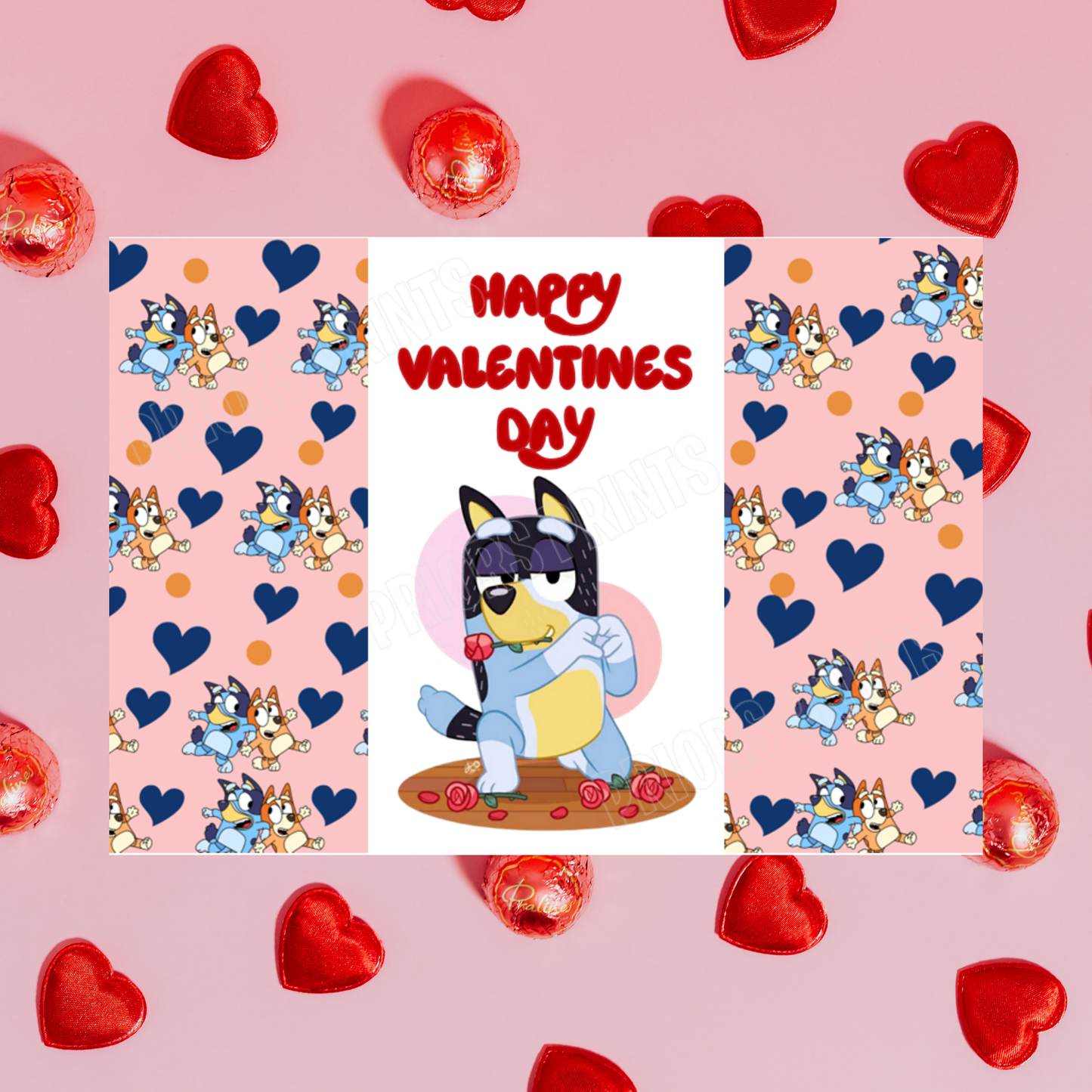 Bluey Valentines Chocolate Bar Wrapper