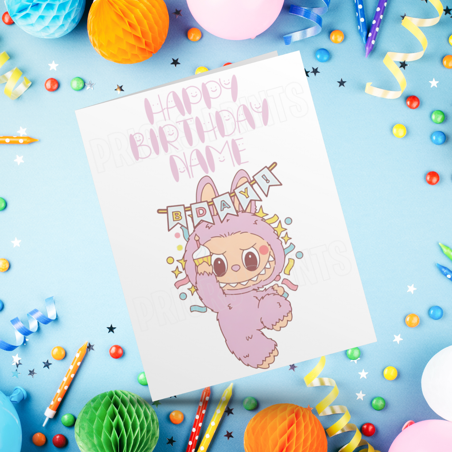 Personalised Labubu Birthday Card