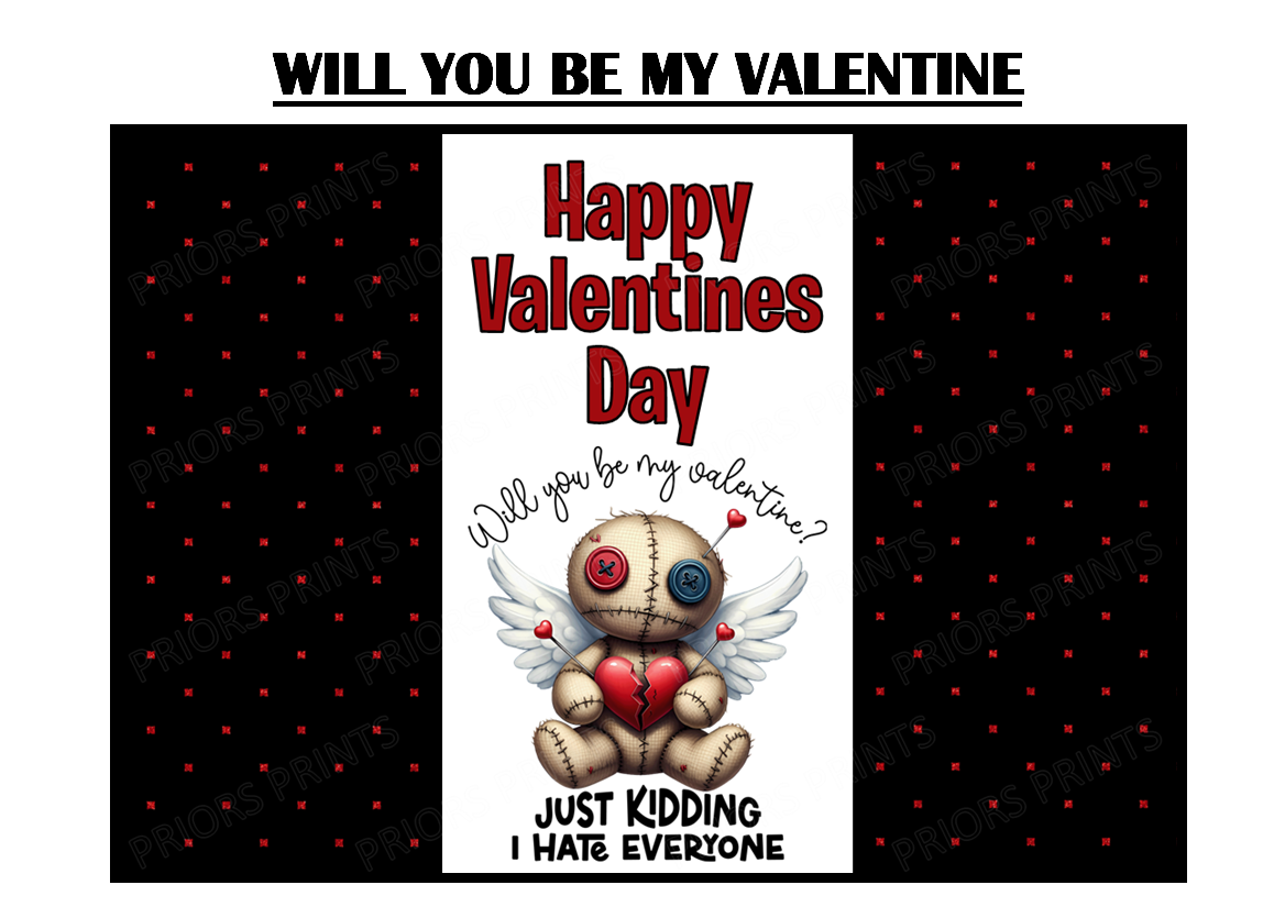 Voodoo Dolls Valentines Chocolate Bar Wrappers