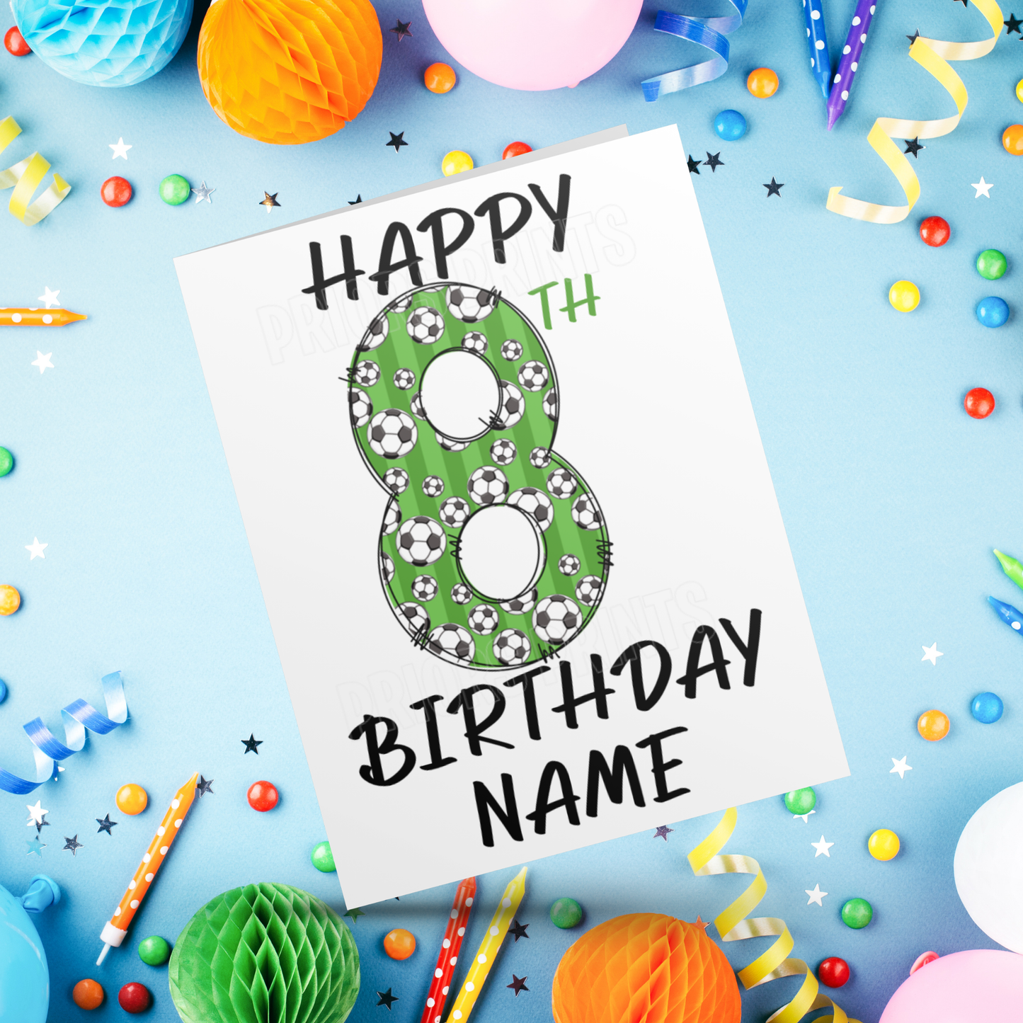 Personalised Green Football Birthday Card with age 1-20