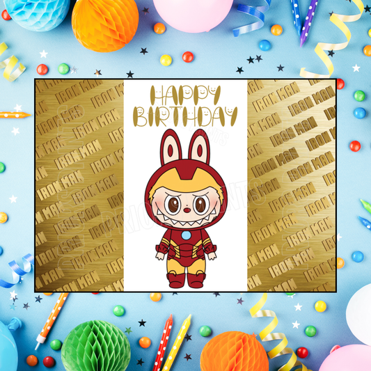 Labubu Dressed as Superhero Characters Birthday Chocolate Bar Wrappers