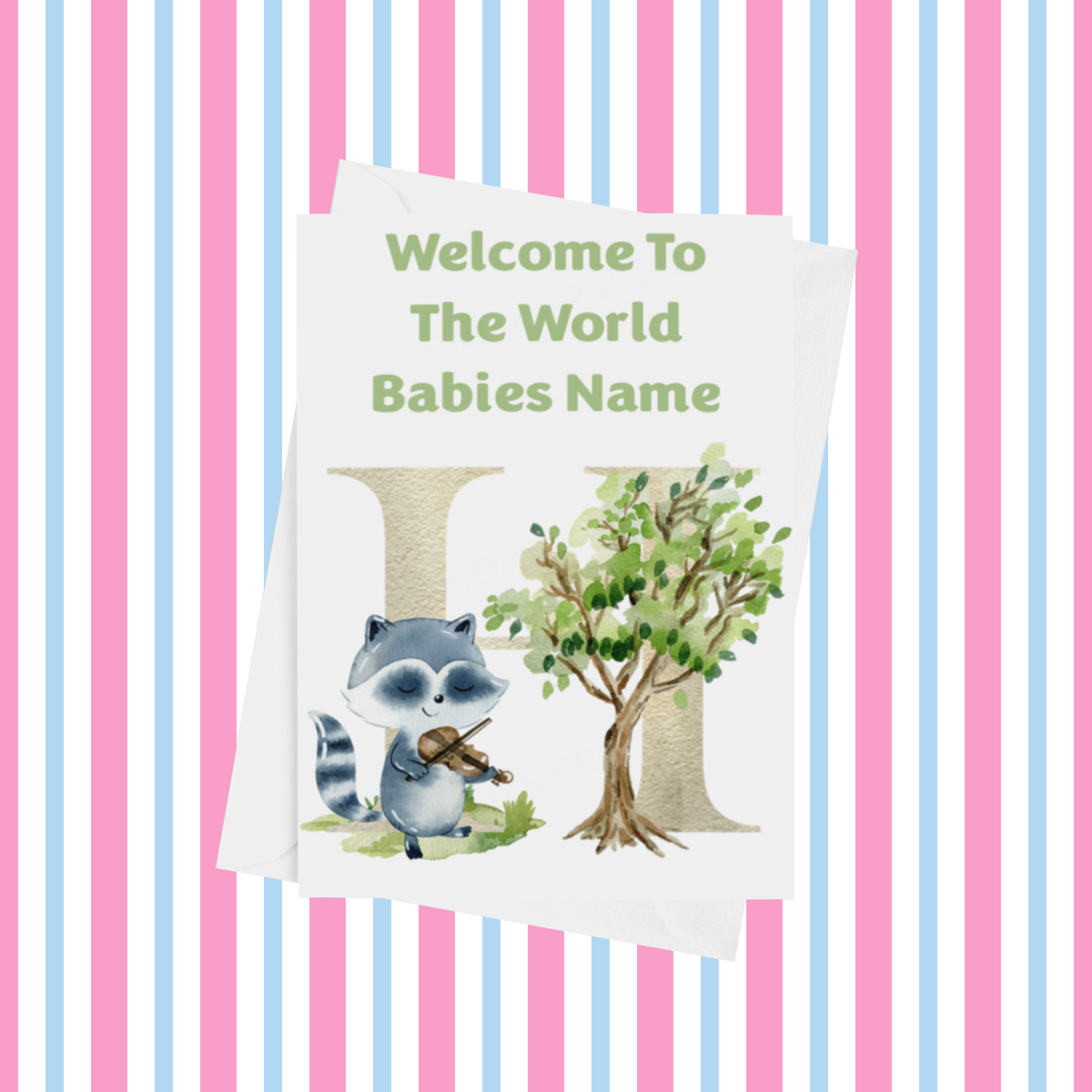 Welcome To The World Music Animals Personalised Card for New Baby