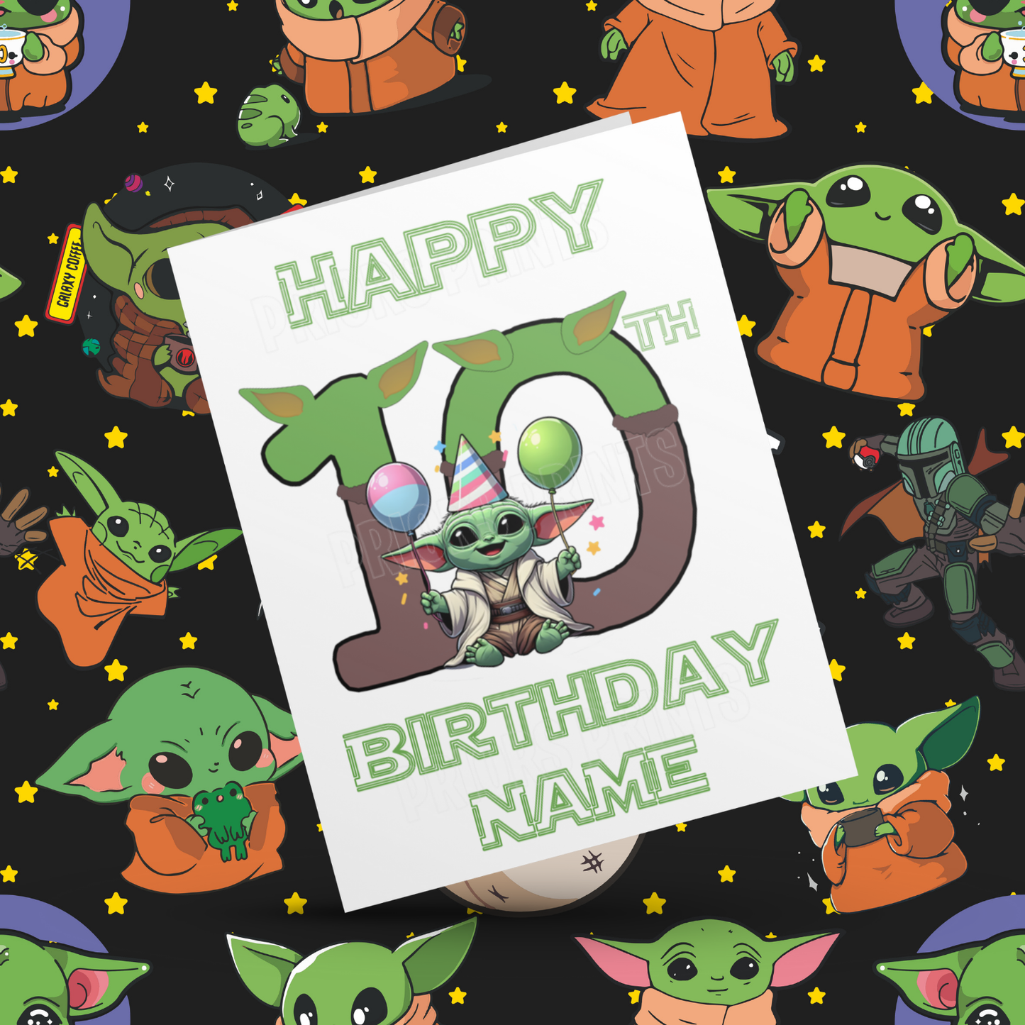 Personalised Baby Yoda Birthday Card with Age 1-20 Years (Starwars)