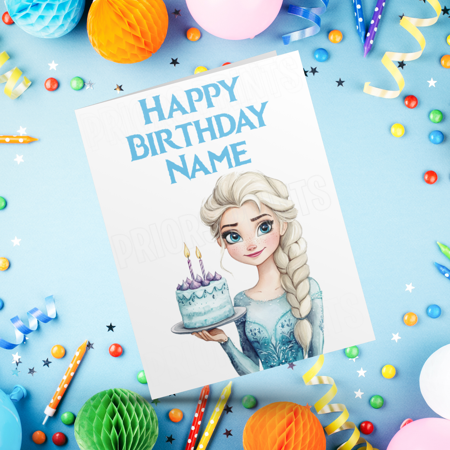 Personalised Watercolour Frozen Birthday Card I Princess I Elsa I Anna I Olaf