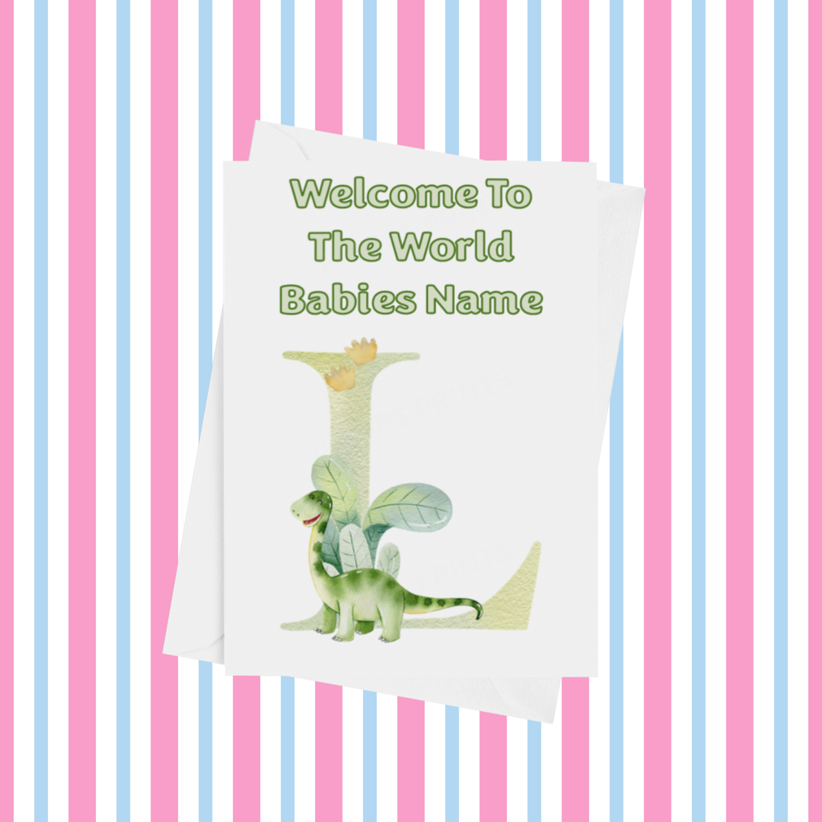 Welcome To The World Dinosaur Personalised Card for New Baby in Gold