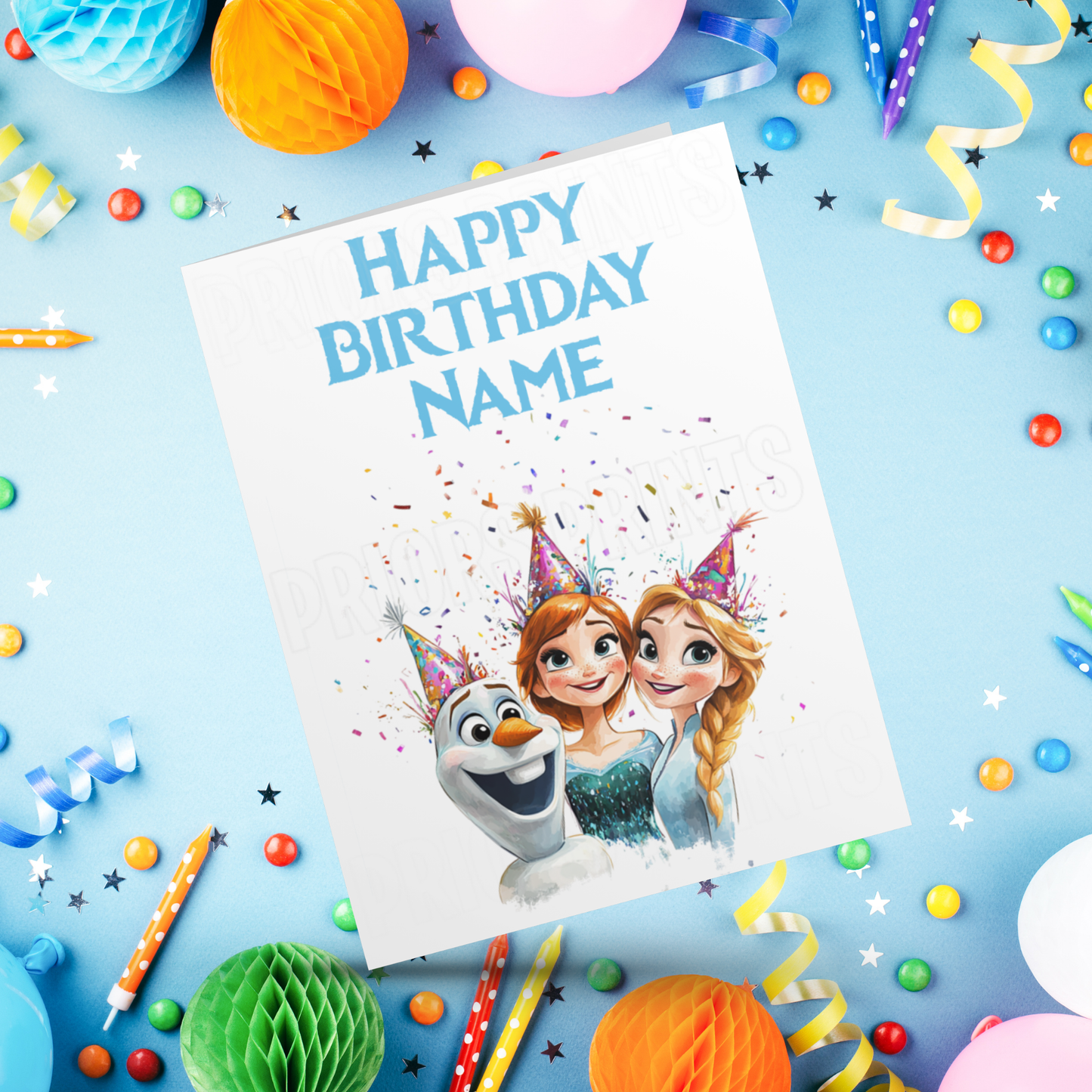 Personalised Watercolour Frozen Birthday Card I Princess I Elsa I Anna I Olaf