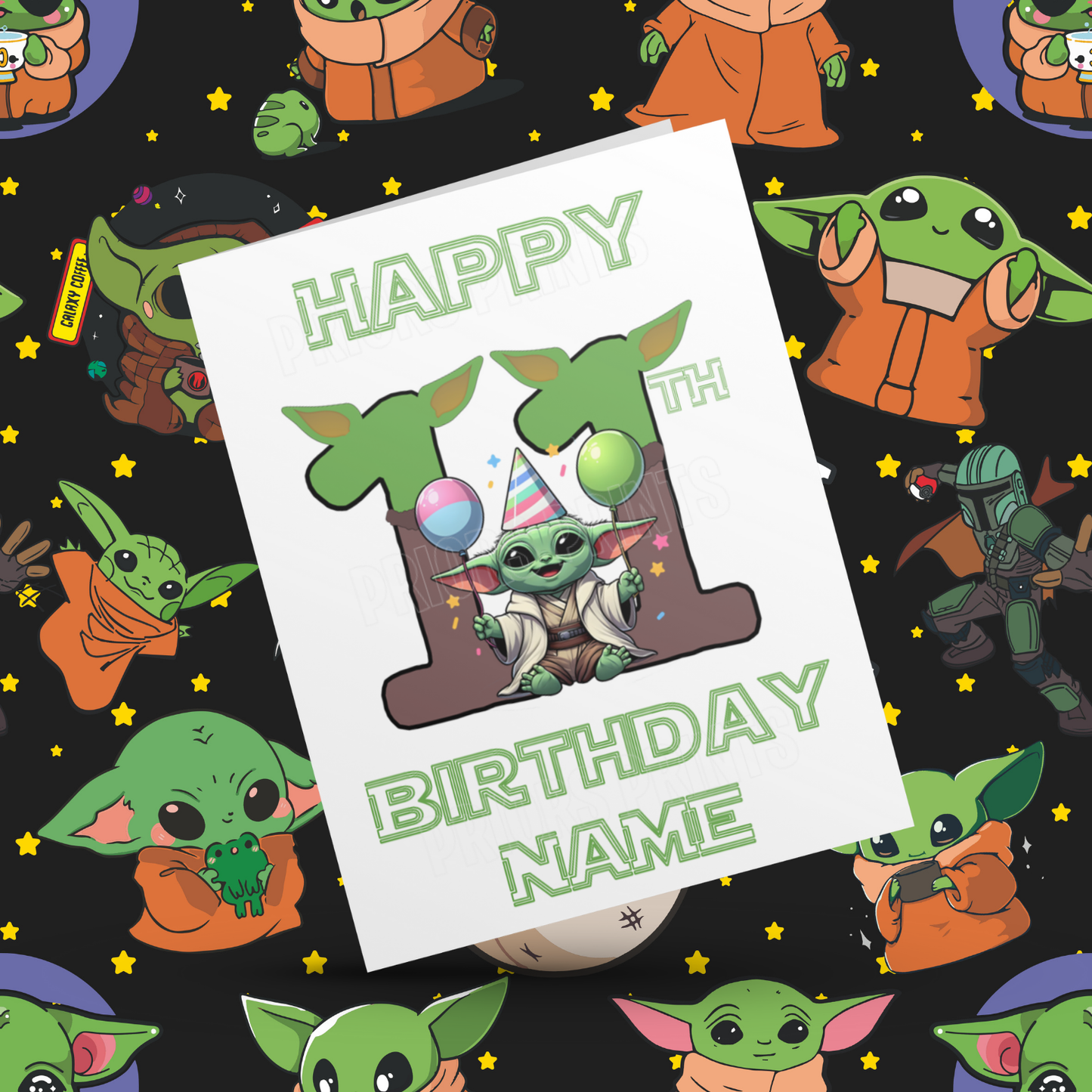 Personalised Baby Yoda Birthday Card with Age 1-20 Years (Starwars)
