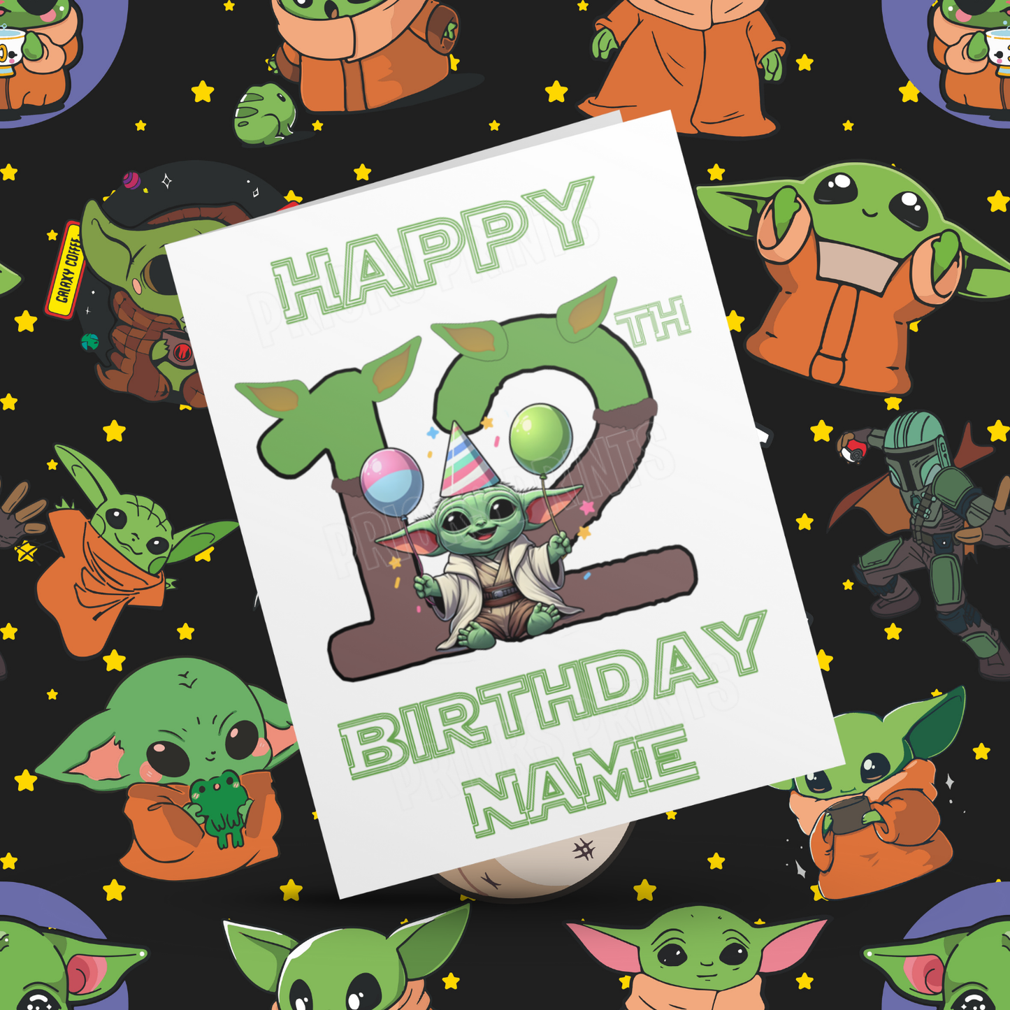 Personalised Baby Yoda Birthday Card with Age 1-20 Years (Starwars)