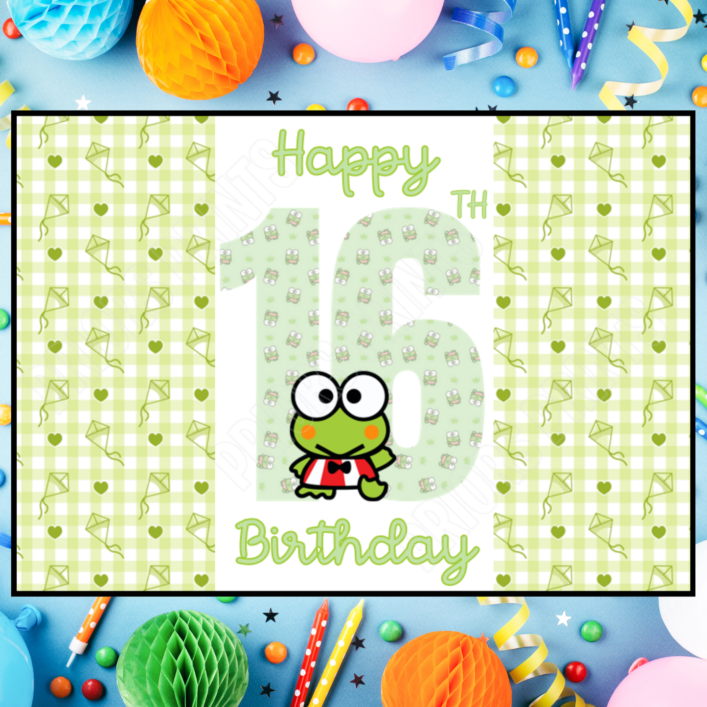 Keroppi Birthday Chocolate Bar Wrapper with Age 5-20 Years (Matches Cards)