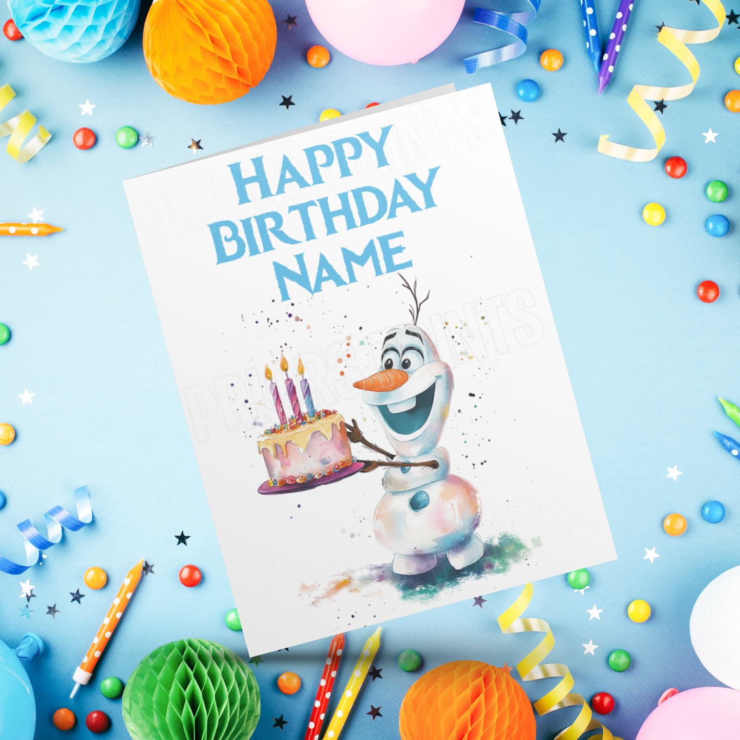 Personalised Watercolour Frozen Birthday Card I Princess I Elsa I Anna I Olaf