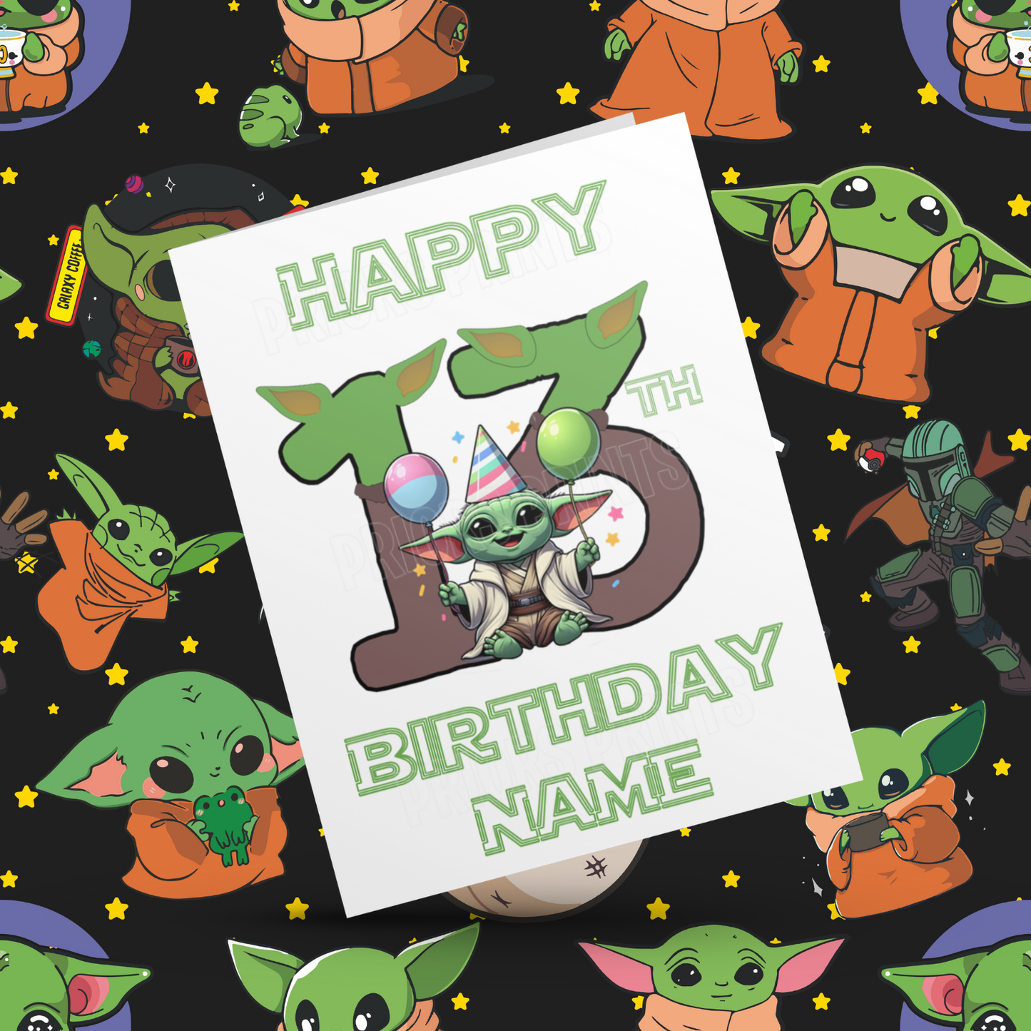 Personalised Baby Yoda Birthday Card with Age 1-20 Years (Starwars)