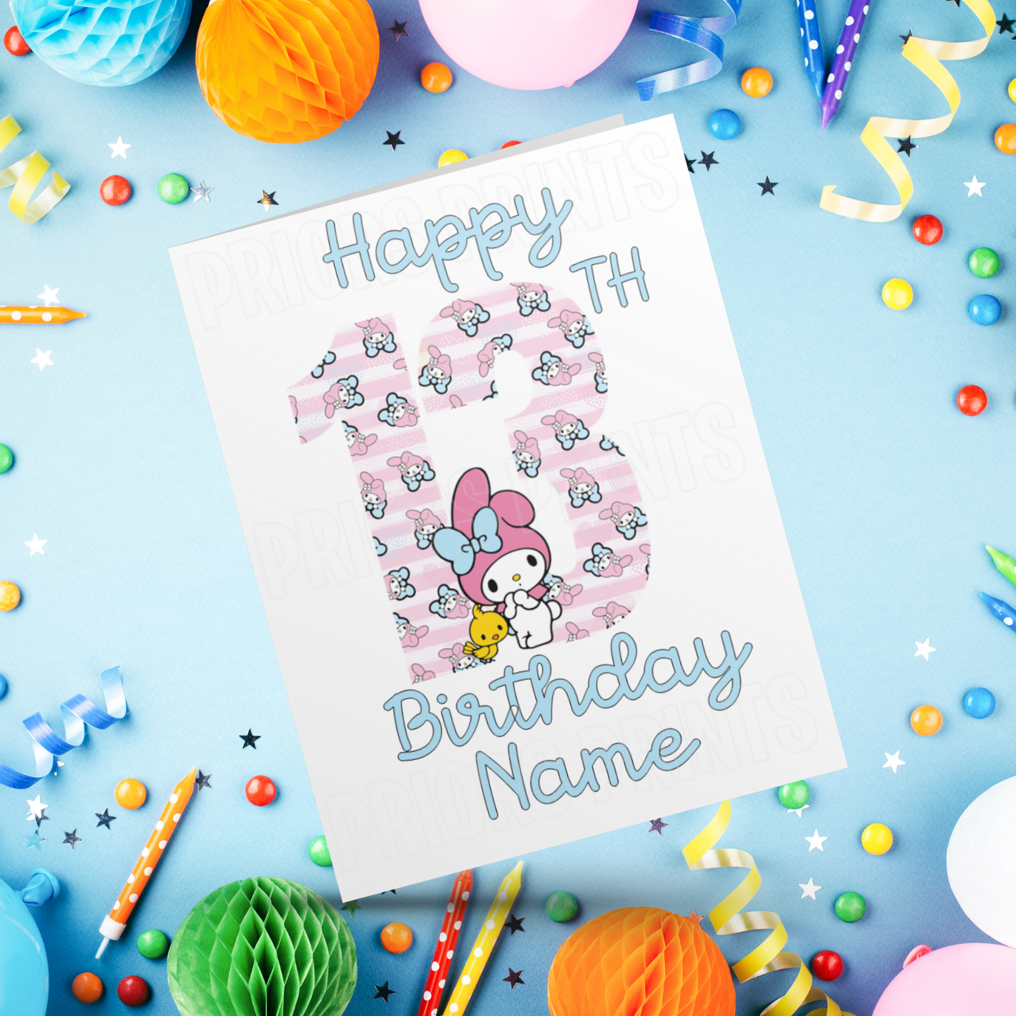 Personalised My Melody Birthday Card with Age 1-20 Years (Sanrio- Hello Kitty & Friends)