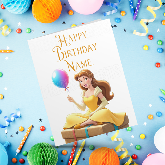 Personalised Cute Belle Birthday Card I Beauty and The Beast