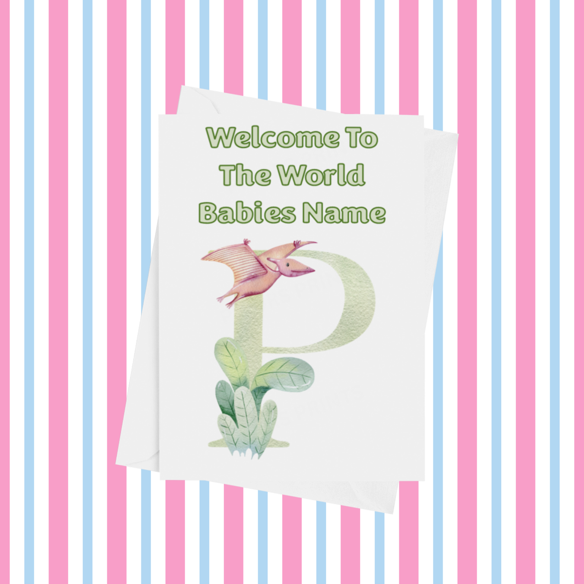 Welcome To The World Dinosaur Personalised Card for New Baby in Gold