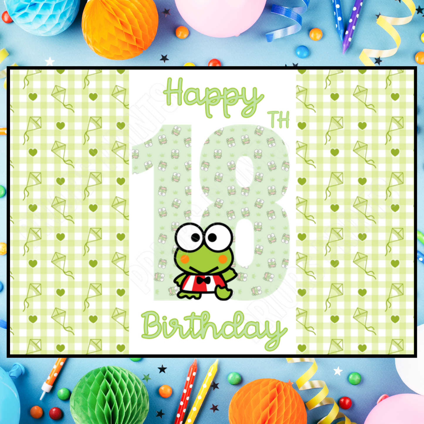 Keroppi Birthday Chocolate Bar Wrapper with Age 5-20 Years (Matches Cards)
