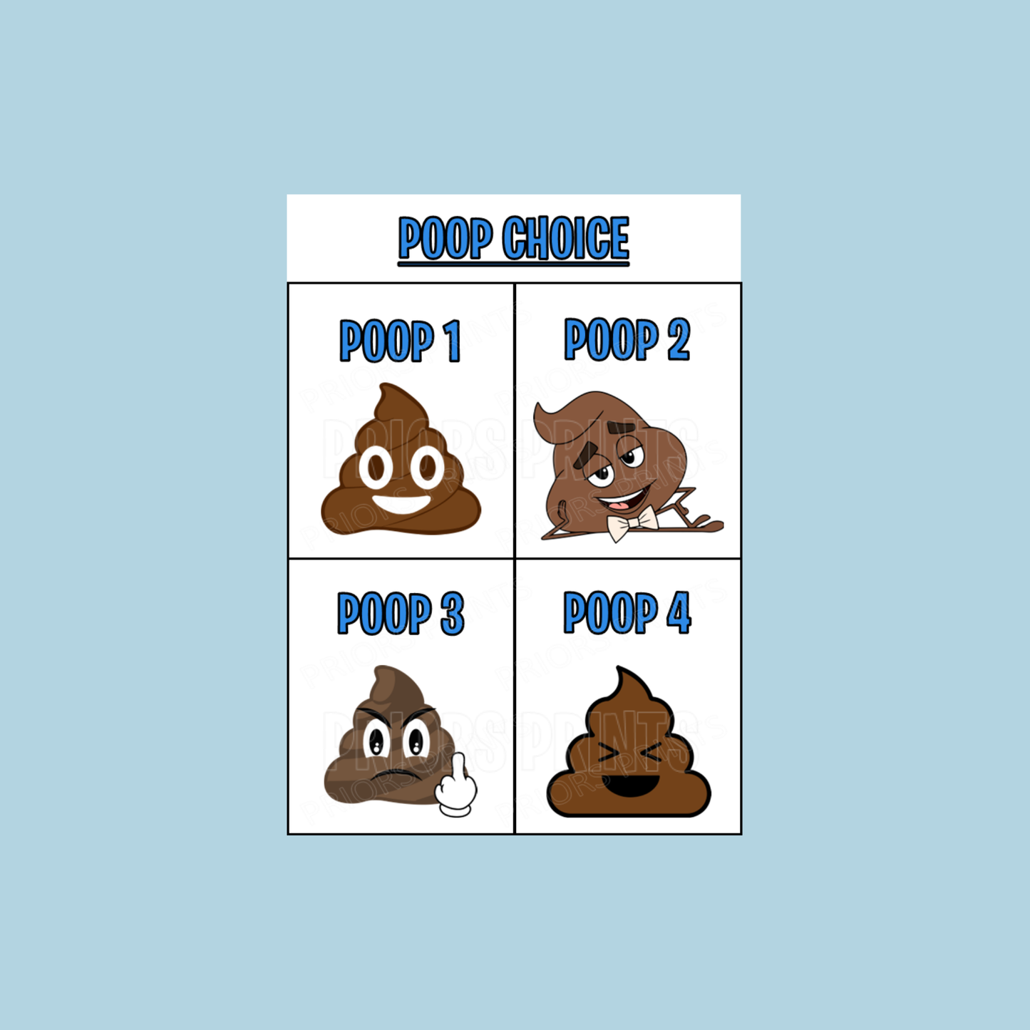 Personalised Poo Fathers Day Card for up to 6 children