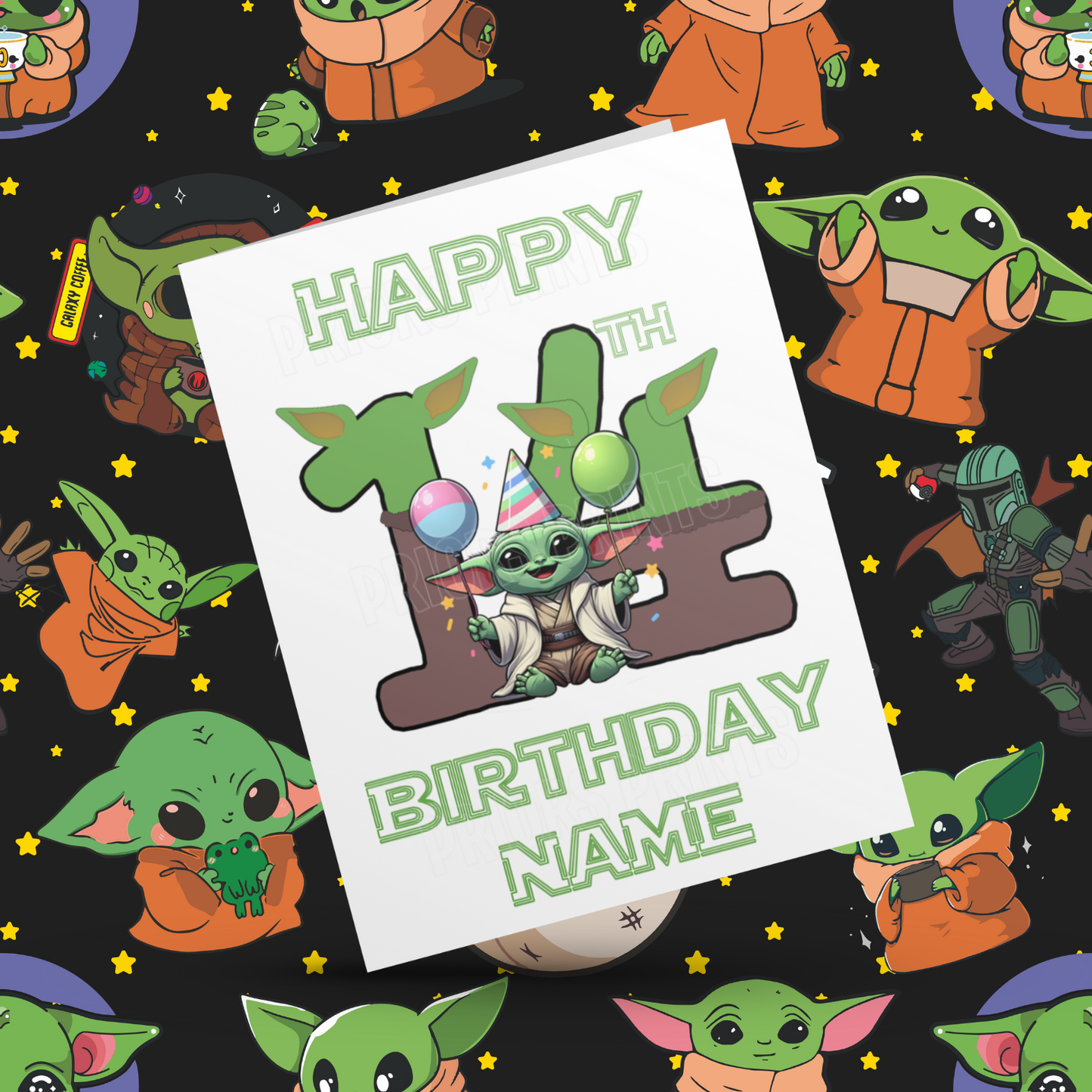 Personalised Baby Yoda Birthday Card with Age 1-20 Years (Starwars)
