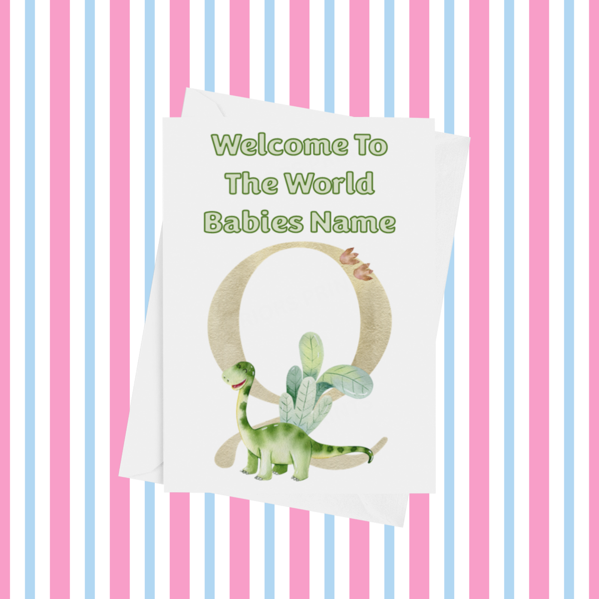 Welcome To The World Dinosaur Personalised Card for New Baby in Gold