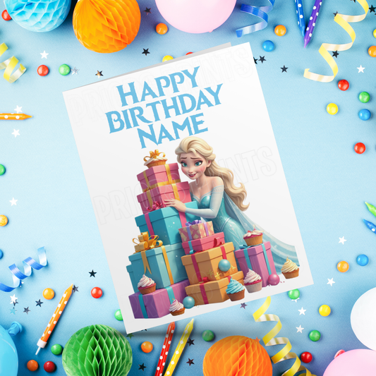 Personalised Cute Frozen Birthday Card I Princess