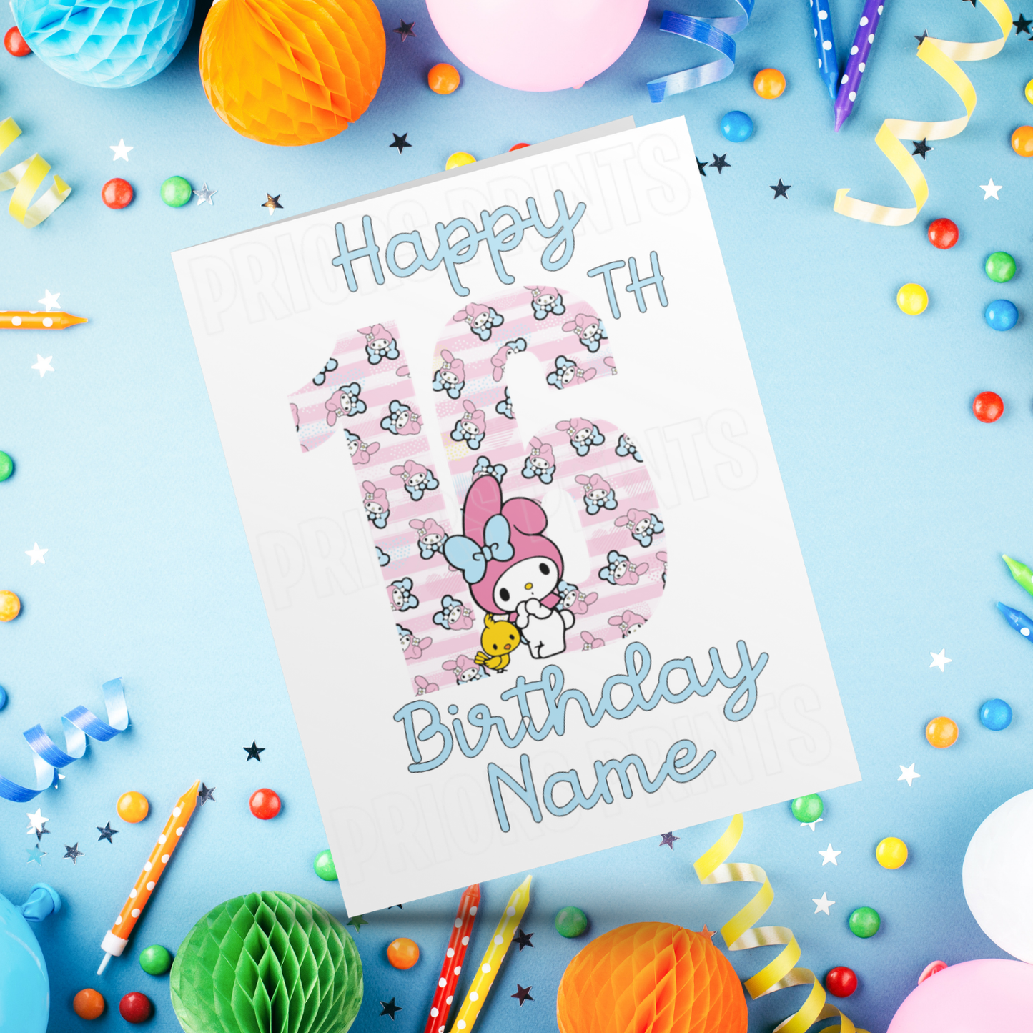 Personalised My Melody Birthday Card with Age 1-20 Years (Sanrio- Hello Kitty & Friends)