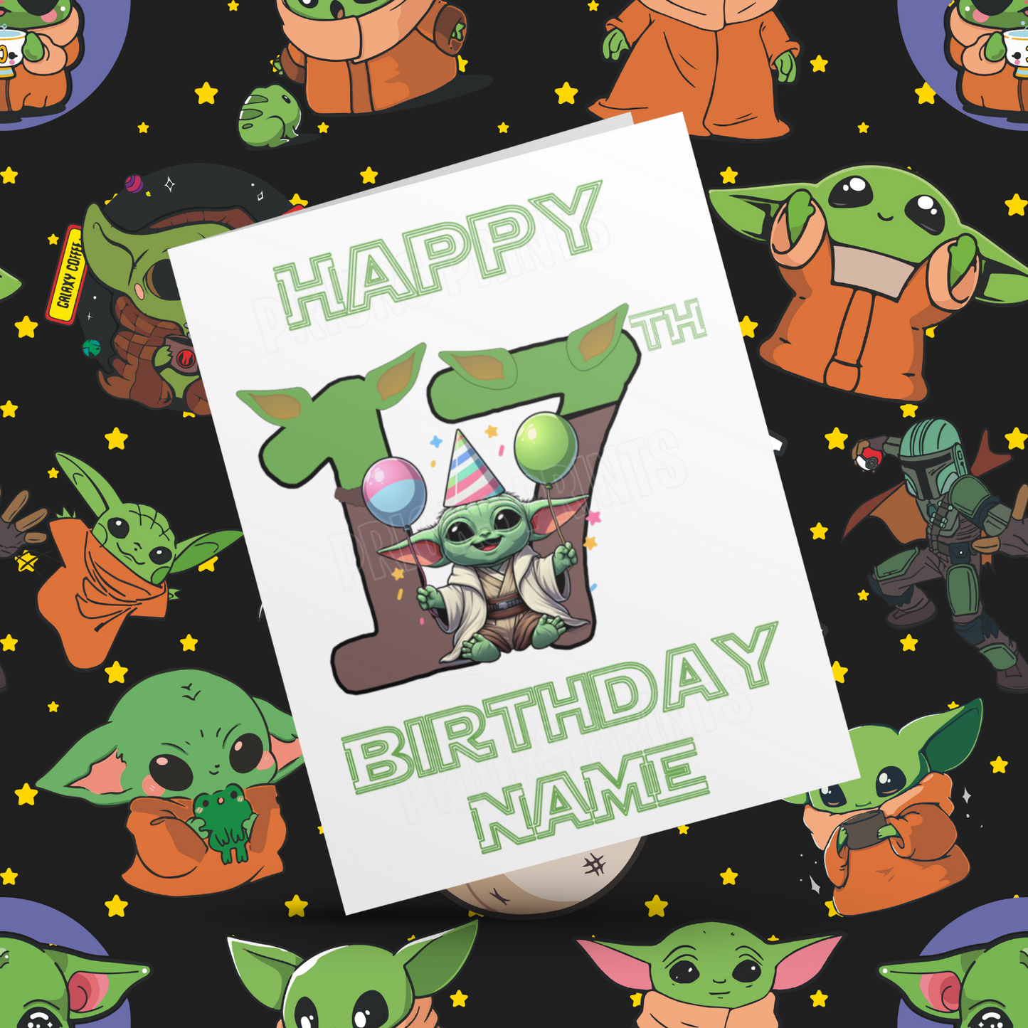Personalised Baby Yoda Birthday Card with Age 1-20 Years (Starwars)