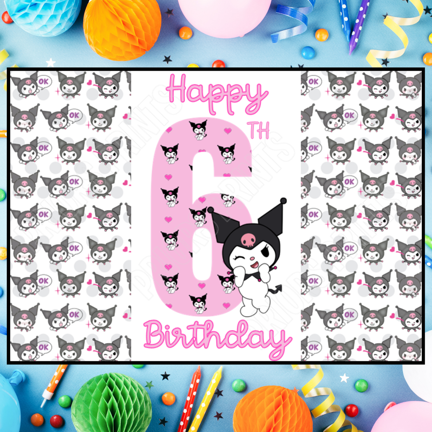 Kuromi Birthday Chocolate Bar Wrapper with Age 5-20 Years (Matches Cards)