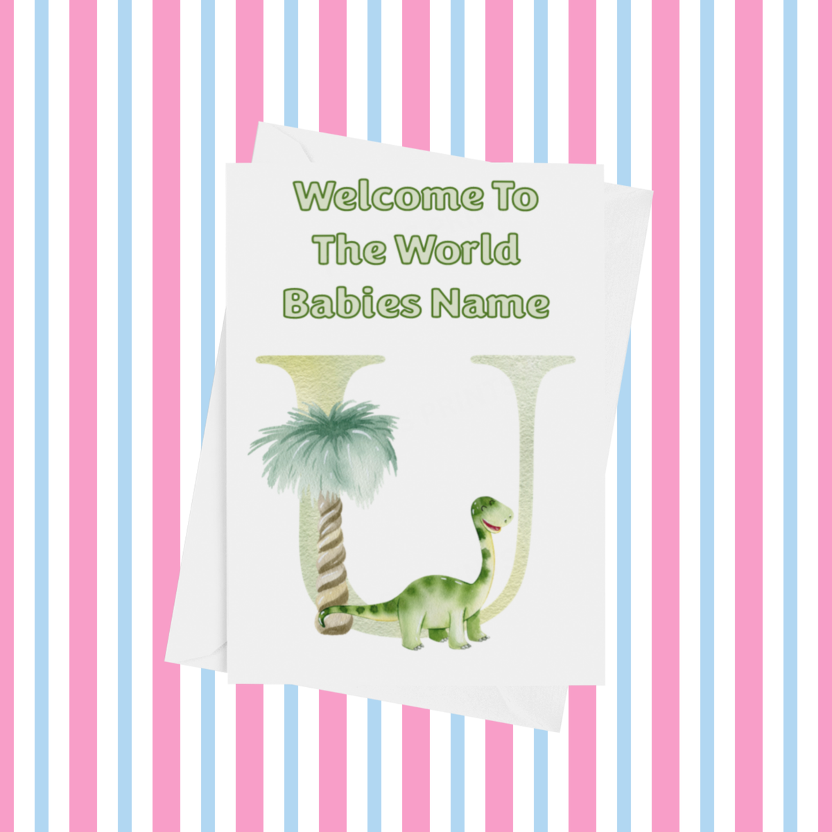 Welcome To The World Dinosaur Personalised Card for New Baby in Gold