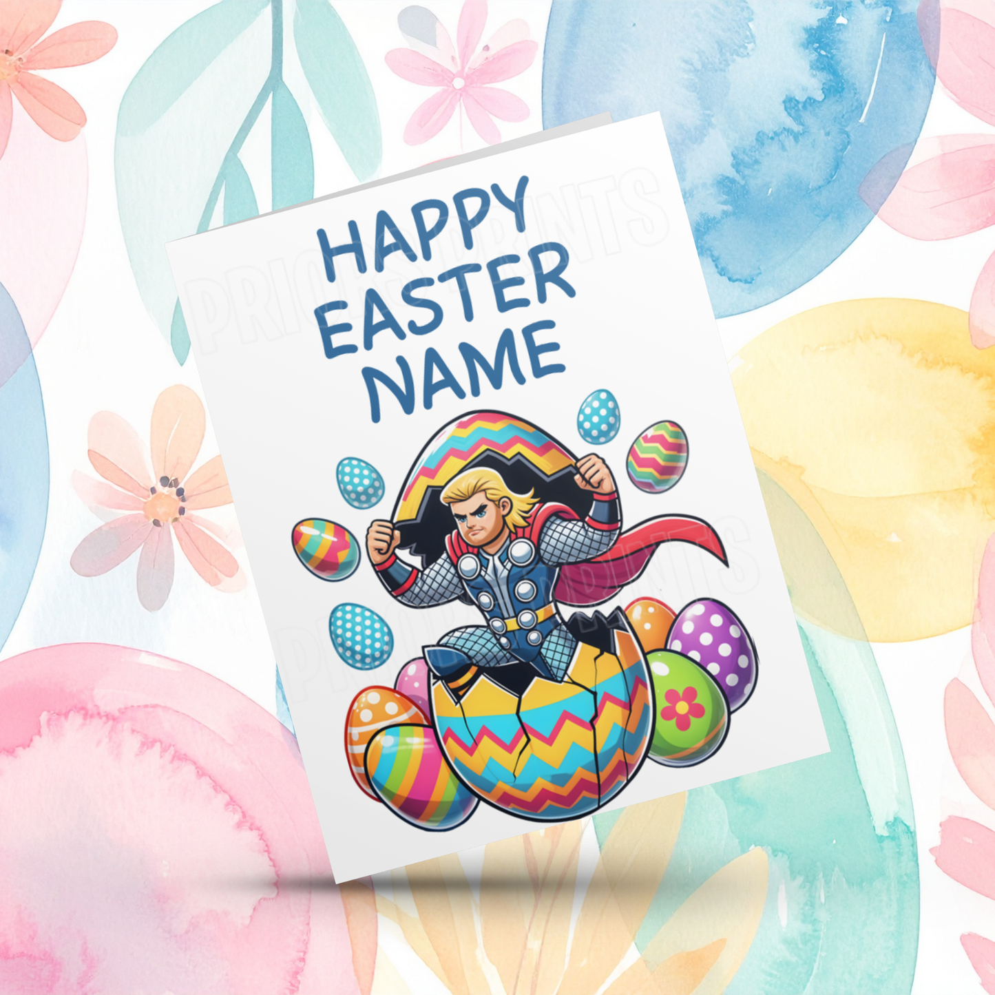 Mixed Characters in Easter Egg Personalised Easter Card- Listing 2