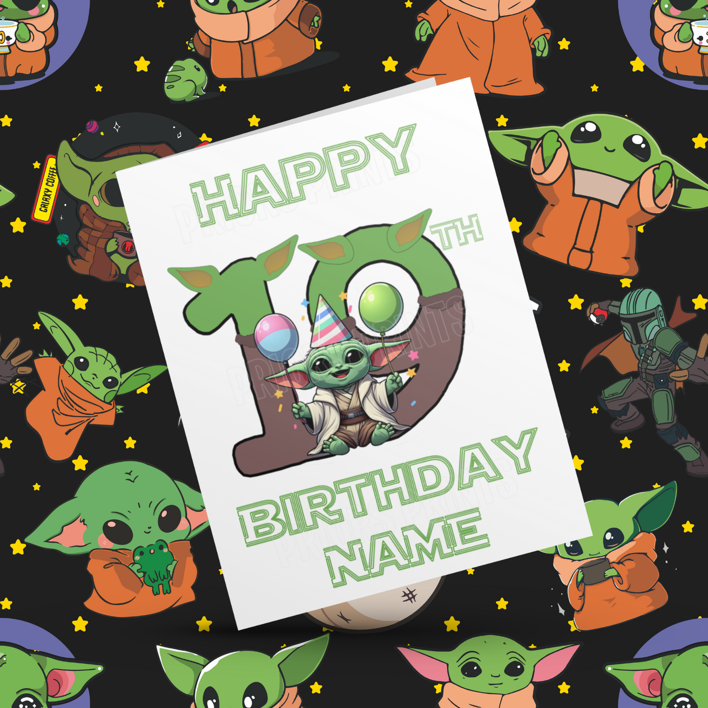 Personalised Baby Yoda Birthday Card with Age 1-20 Years (Starwars)