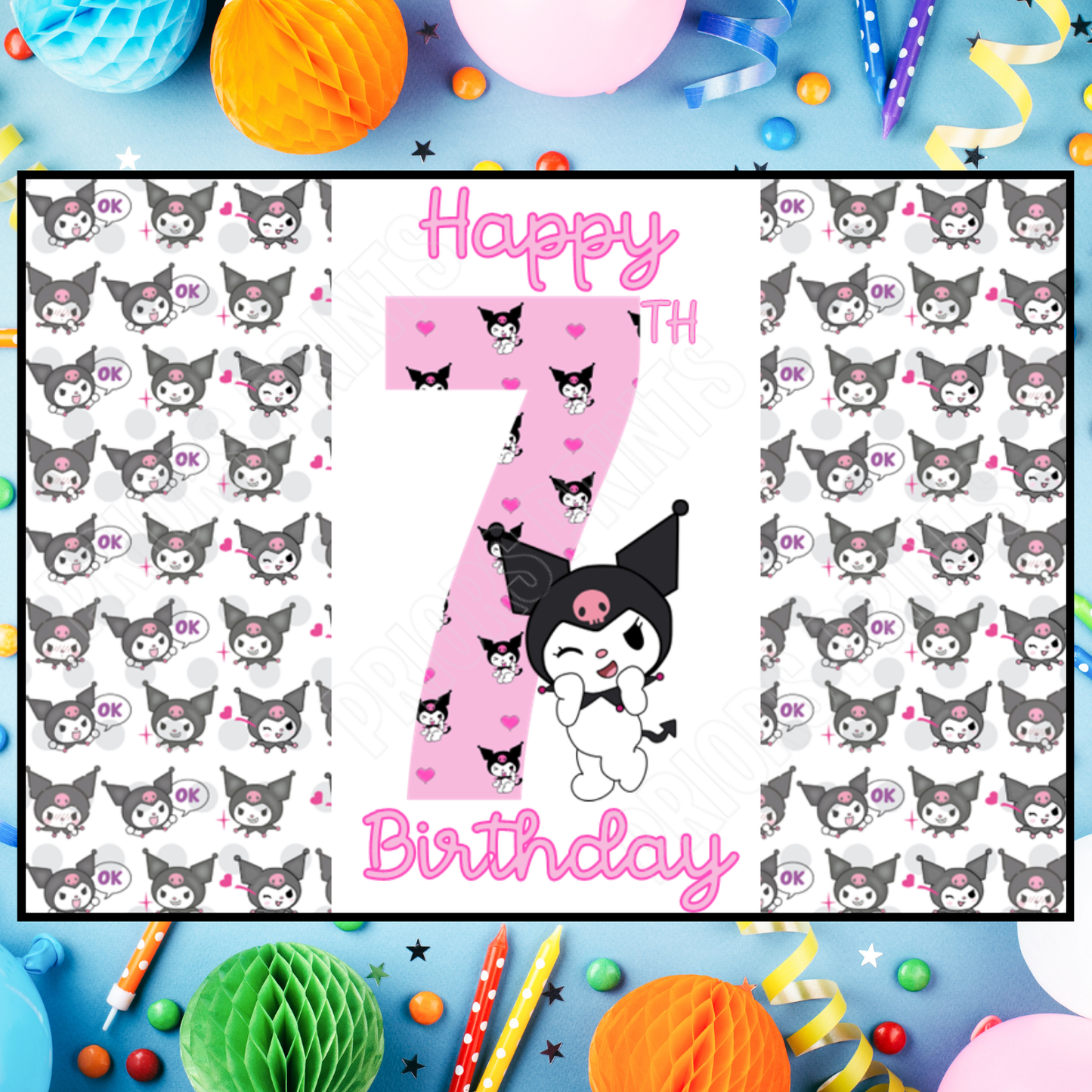 Kuromi Birthday Chocolate Bar Wrapper with Age 5-20 Years (Matches Cards)