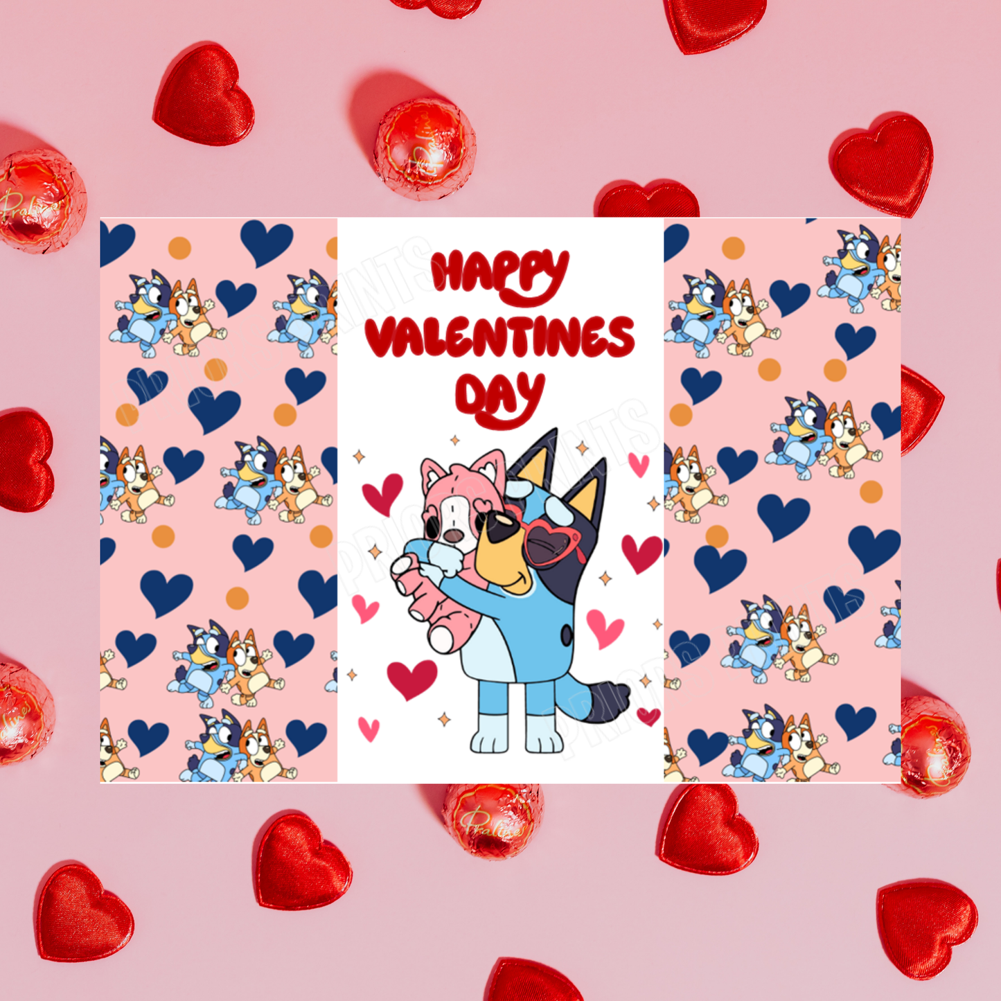 Bluey Valentines Chocolate Bar Wrapper
