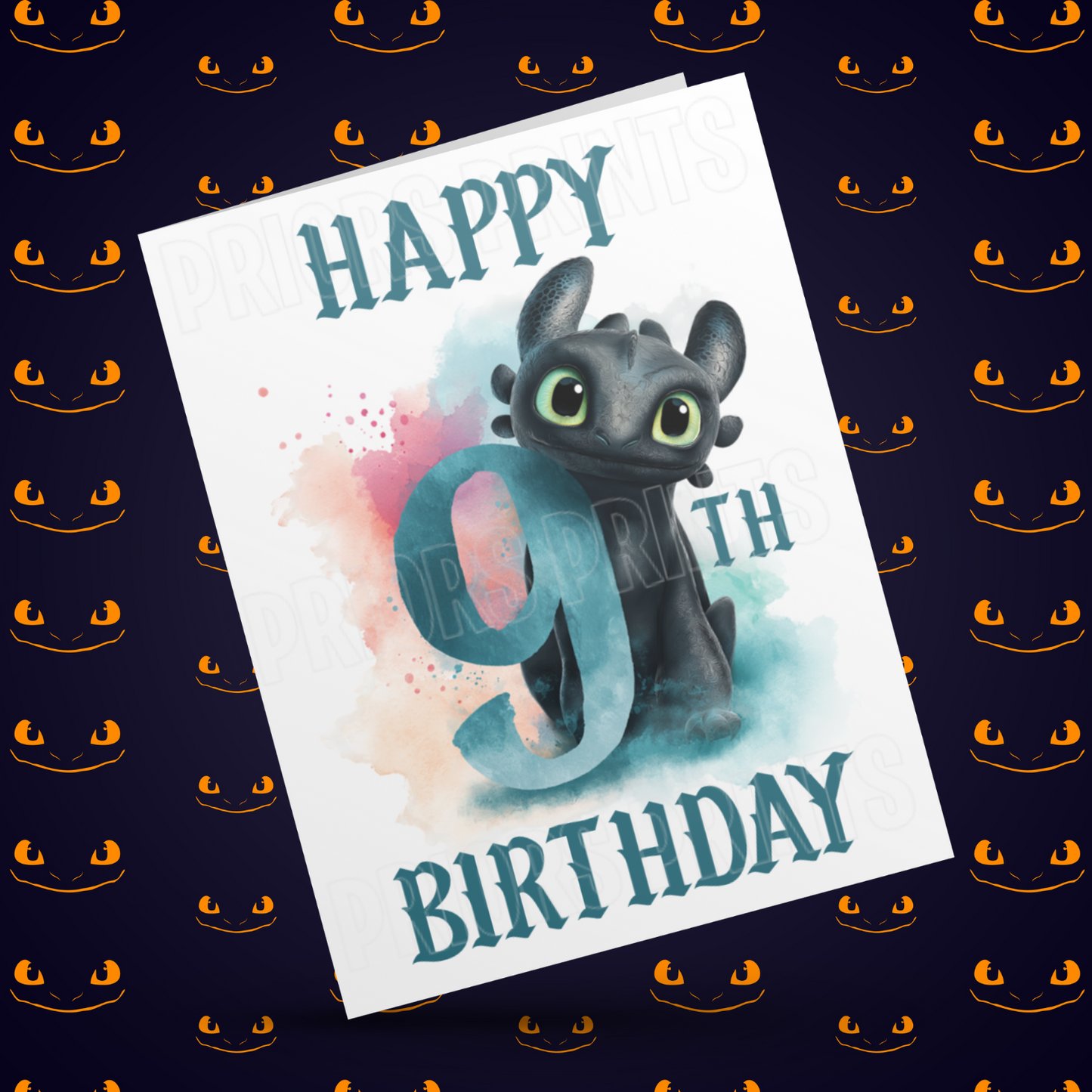 Personalised Toothless Birthday Card with Age 1-20 Years (How To Train Your Dragon)