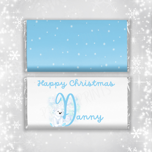 Personalised Polar Bear Christmas Chocolate Bar Wrapper