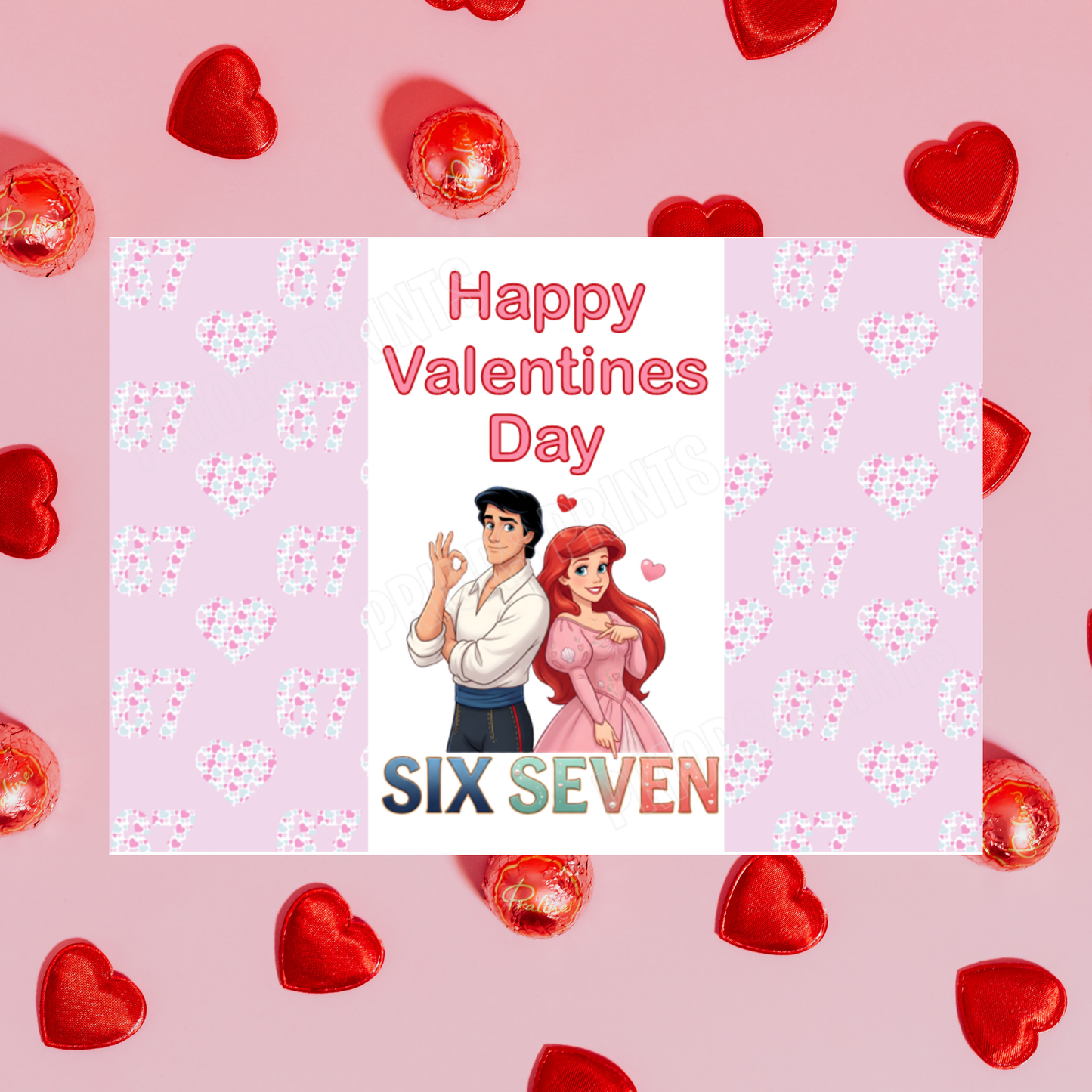 Six Seven Character Valentines Day Chocolate Bar Wrapper I Stitch I Angel I Mickey I Minnie I Spiderman I Elsa I Aladdin I Daisy I Beauty & The Beast I 67 I Sixseven