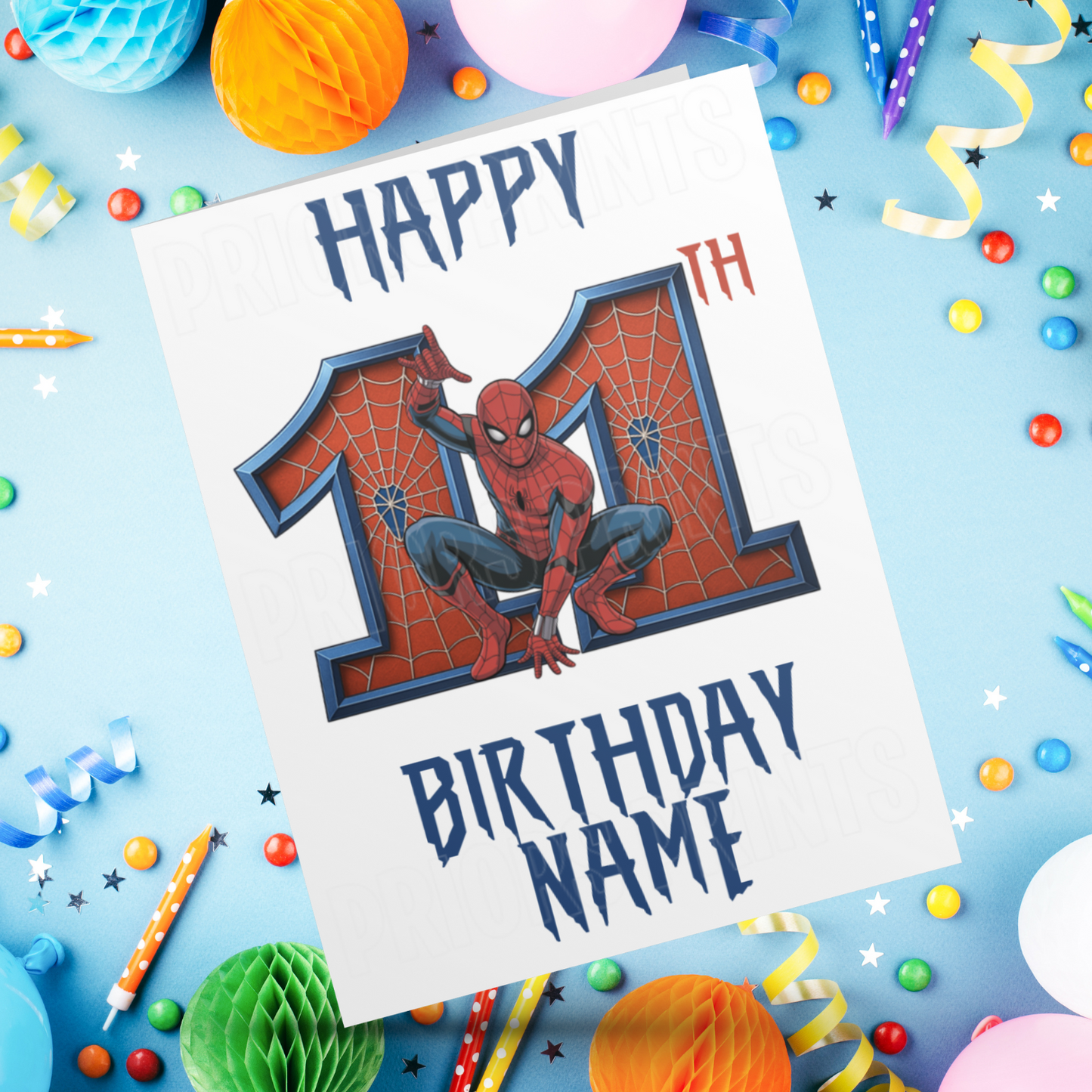 Personalised Spiderman Birthday Card with Age 3-13 Years (Marvel)