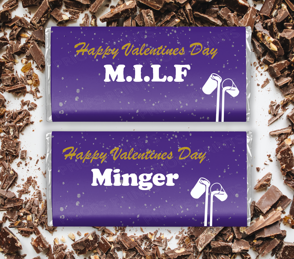 Valentines Dairy Milk Inspired Offensive Chocolate Bar Wrappers