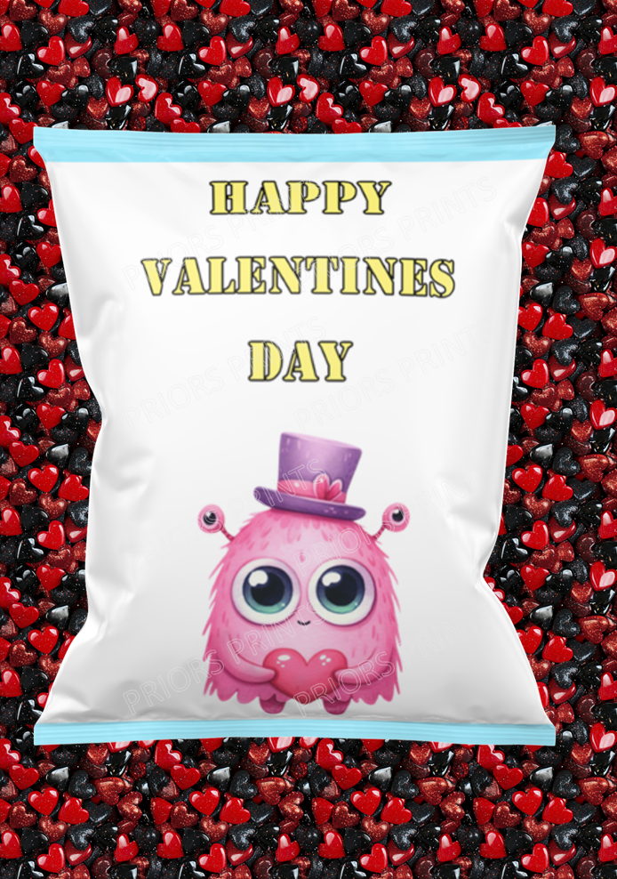 Cute Monsters Valentines Treat Packets (Medium Sized)