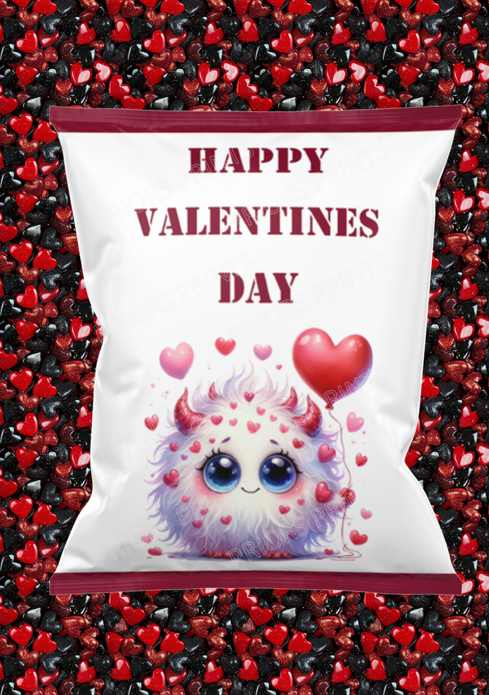 Cute Monsters Valentines Treat Packets (Medium Sized)