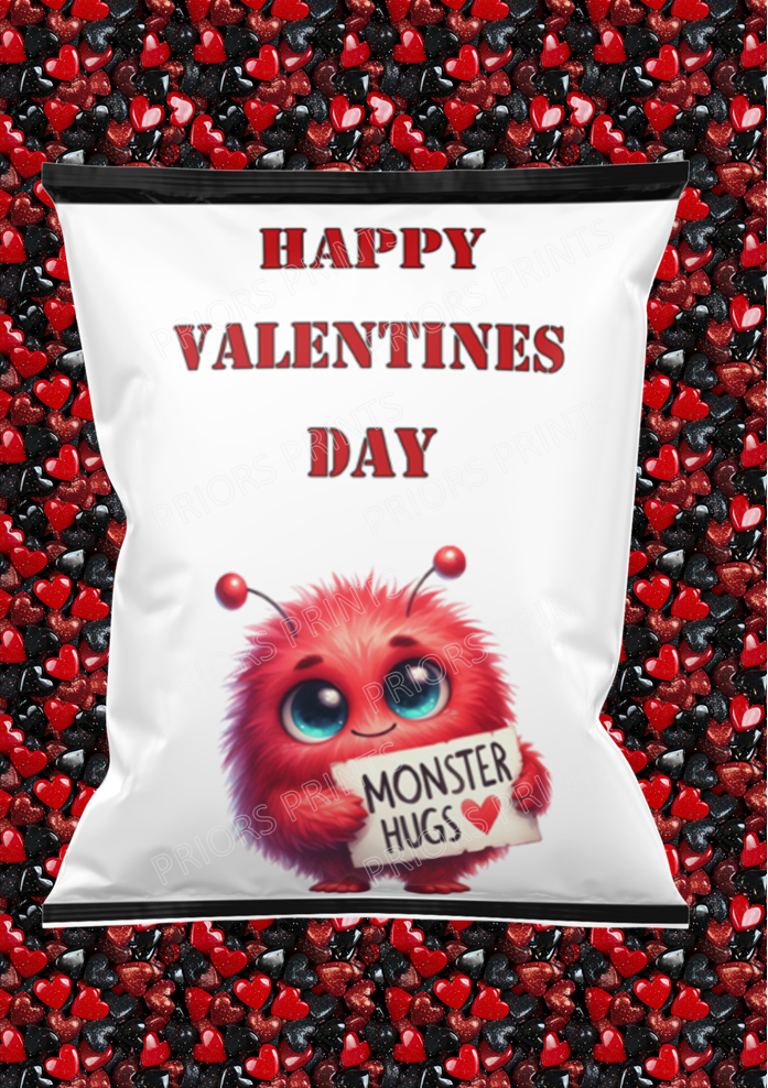 Cute Monsters Valentines Treat Packets (Medium Sized)