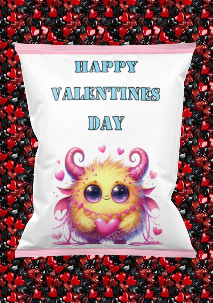 Cute Monsters Valentines Treat Packets (Medium Sized)