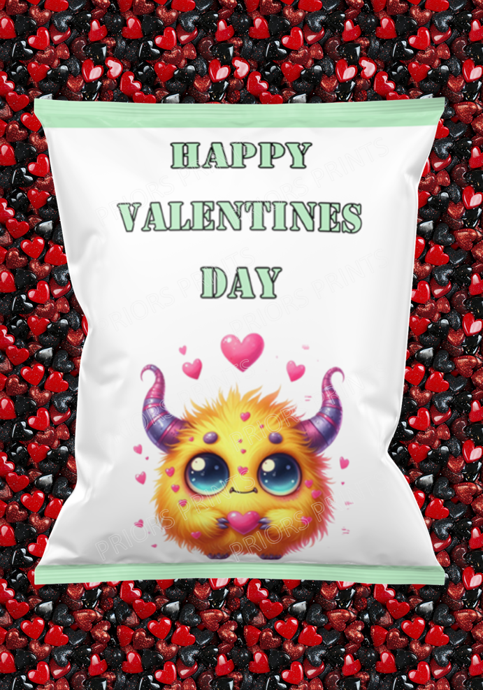 Cute Monsters Valentines Treat Packets (Medium Sized)