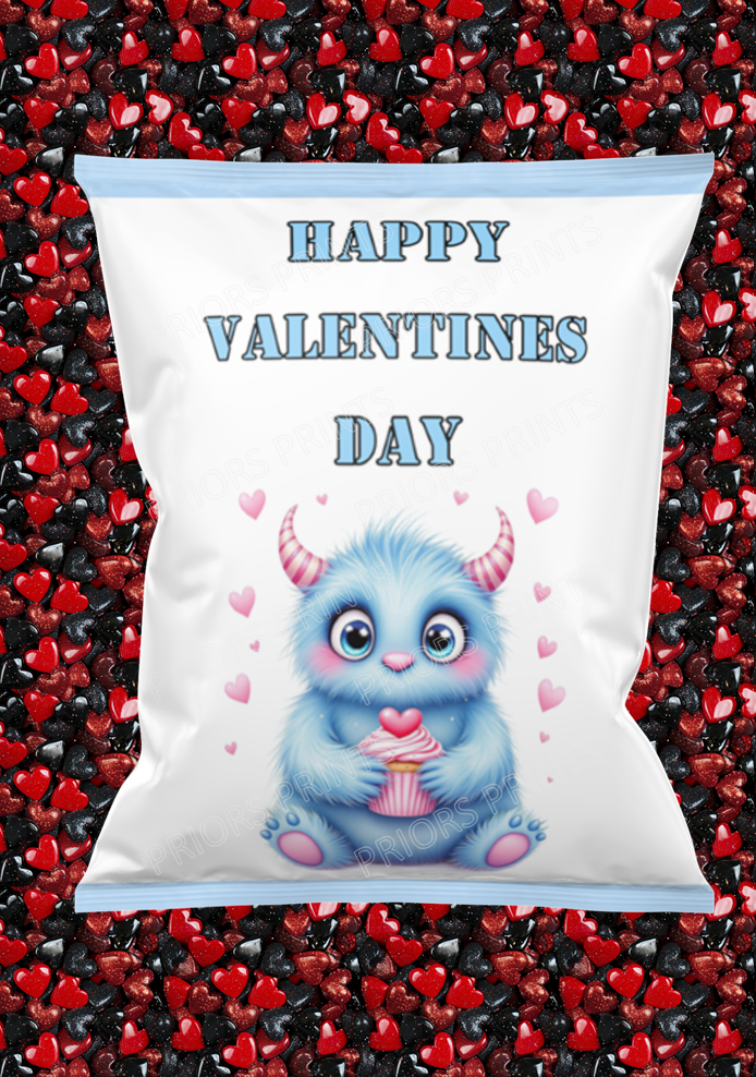 Cute Monsters Valentines Treat Packets (Medium Sized)