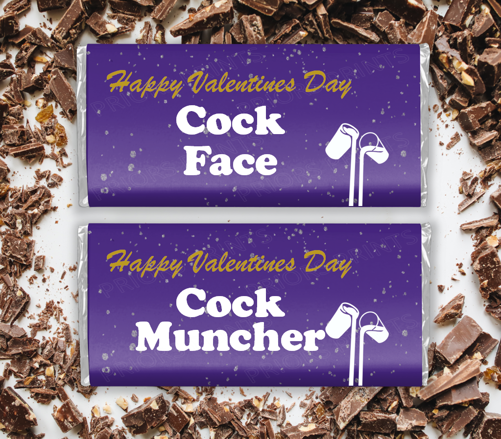 Valentines Dairy Milk Inspired Offensive Chocolate Bar Wrappers