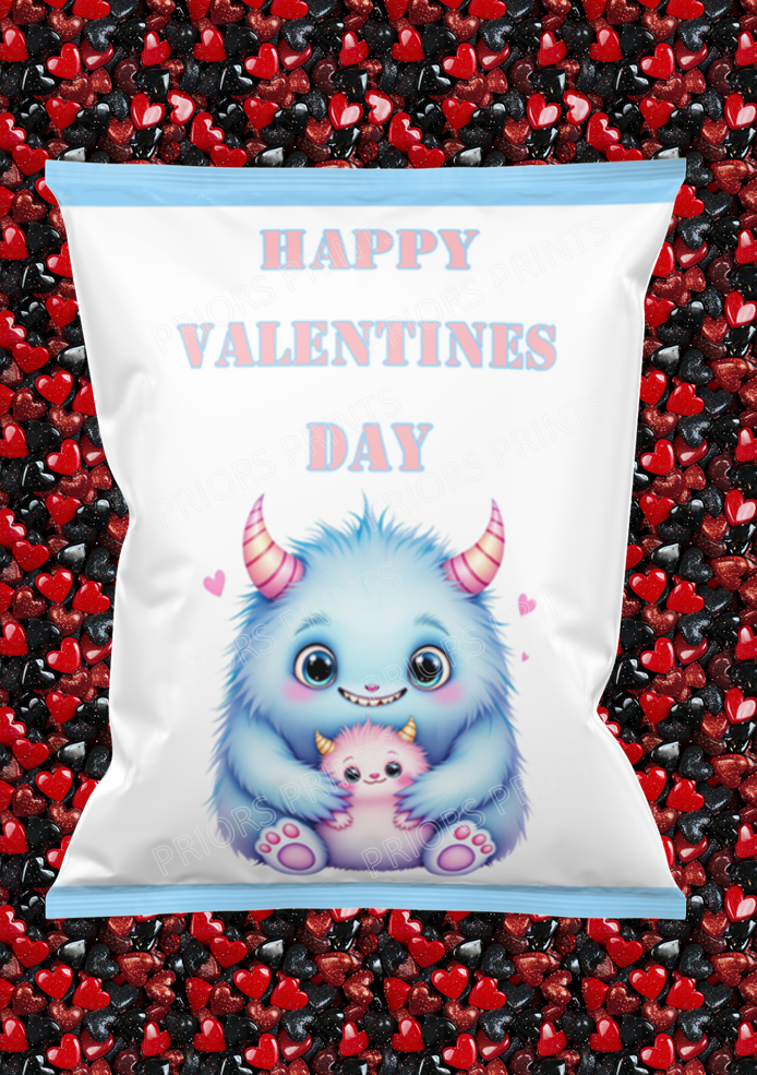 Cute Monsters Valentines Treat Packets (Medium Sized)