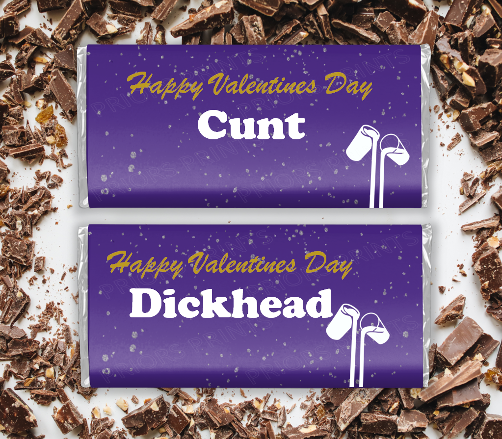 Valentines Dairy Milk Inspired Offensive Chocolate Bar Wrappers